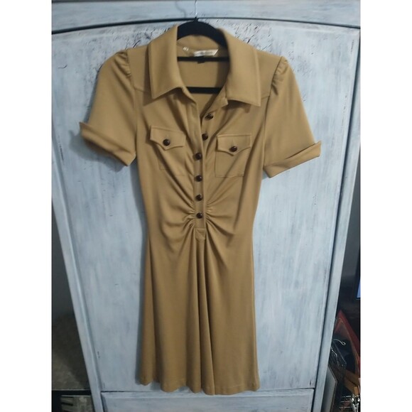 Diane Von Furstenberg 100% Wool Collared Knee Length Dress 4 Neutral Officey - Picture 2 of 9